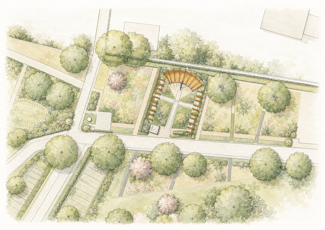 Lageplan: der Kirchengarten im Gelände der Landesgartenschau