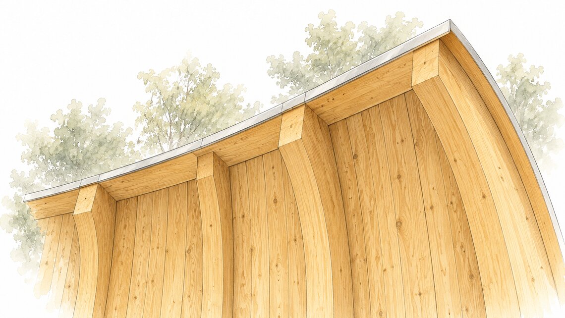 Detail oberer Abschluss der Wand
